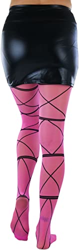Image of ToBeInStyle Women's Strappy Zig Zag Lace Up Bandage Print Fashion Goth Tights