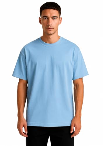 Image of VEL Plain 100% Heavy Cotton Oversized T-Shirt Baggy Fit Drop Shoulder Half Sleeves Round Neck Solid 100% Cotton T-Shirt for Men (Pack of 3)