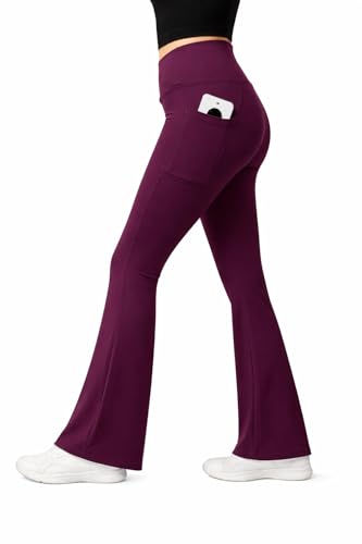 Image of Imperative Women's Crossover High Waist Flared Yoga Pants with Phone Pocket, Comfort-Fit, Track Pants, Gym Tights