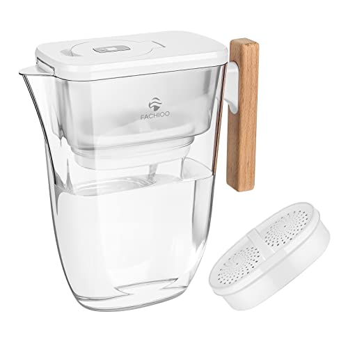 FACHIOO Water Filter Pitcher, Filters 200-Gallons Long-Life 10-Cup Pitcher with 1 Filter, 5X Times Lifetime, Reduces Fluoride, Chlorine, Rust, Odors, Microplastics, BPA Free, Display Filter Life FACHIOO Water Filter Pitcher, Filters 200-Gallons Long-Life 10-Cup Pitcher with 1 Filter, 5X Times Lifetime, Reduces Fluoride, Chlorine, Rust, Odors, Microplastics, BPA Free, Display Filter Life