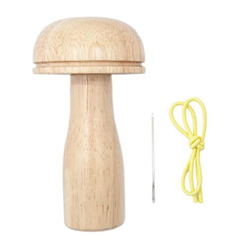 AMLESO Darning Mushroom, Wooden Darning Tool for Socks, Sweaters & More, Sewing Tool, Yellow