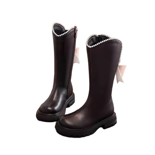 Girls Fashion Riding Boots Side Zipper Bowknot High Top Shoes 2025 Fall Winter Trendy Knee High Boots