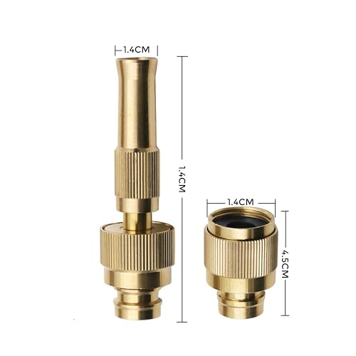 Image of Amazon Basics Brass Garden Hose Adapter with Adjustable Spray Patterns(Pack of 1)| High-Pressure Water Spray Gun for Plants and Car Wash| 1 /2 inch & 3 /4 inch Hose Compatibility | Corrosion-Resistant