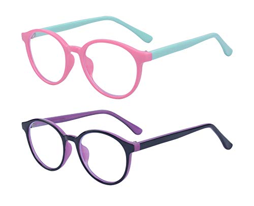 Image of Square Blue Light Blocking Glasses 2 Pack for Kids Clear Computer Blocking Glasses For Boys Girls Age 3-12
