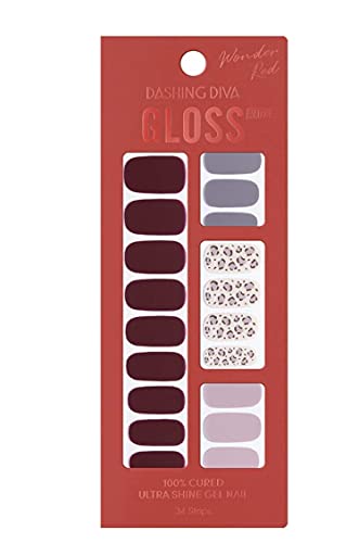 DASHING DIVA K- Beauty Dashing Diva Gloss Gel Nail Stirps / Gel Nail Strips Without Glue , Gloss Strips/ Gel Nail Strips ( Asian Type ) New Style (Leopard)