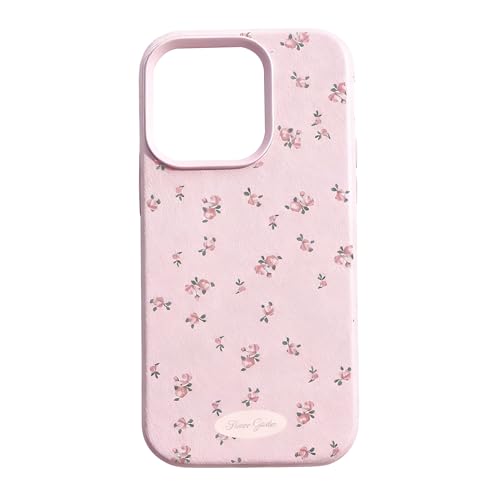 Image of Floral Pattern Phone Case Back Cover Compatible with iPhone 15 Elegant Small Flower Soft Texture Protective Case for Women and Girls-White-Pink
