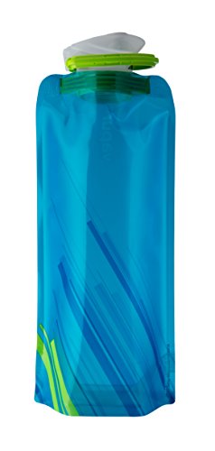 Vapur Collapsible Water Bottle With Carabiner, Compact Bottle Folds Flat For Hydration On The Go, Ideal for Traveling, Hiking or Camping, 23 Ounce, Water Blue, Pack of 1