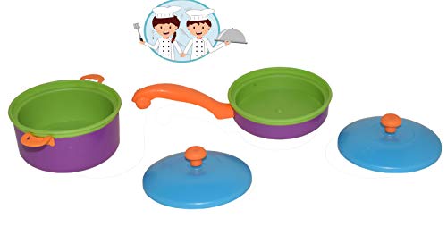 Image of Crackles Pretend Play Solid Colour Tea Party Kitchen Play Set Toy with Teapot, Cups Pretend Play Cooking Set, Toy Pots N Pans, Cookware, Utensils