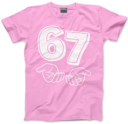 Funny 6 7 Top for Kids 67 6-7 Hands Slogan T-Shirt - Six Seven Graphic Tee Internet Meme Fun Number Day Tshirt - 9-11 Years Pink
