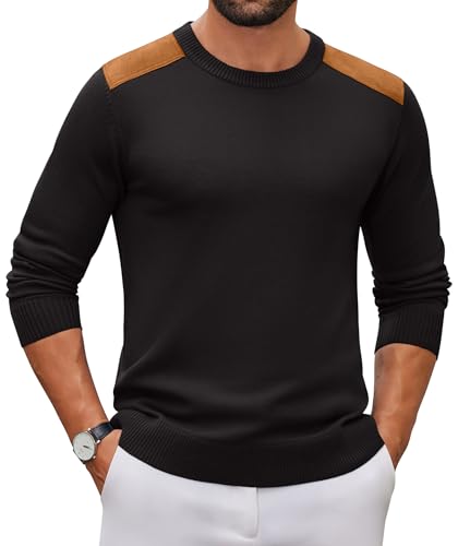 COOFANDY Mens Crew Neck Sweater Lightweight Knit Ribbed Pullover