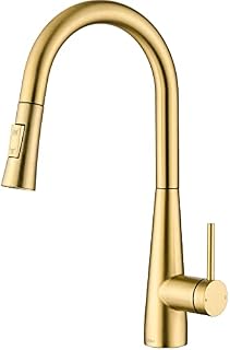 Tohlar Kitchen Tap, Gold Kitchen Tap, Kitchen Taps with Pull Out Spray Stainless Steel Kitchen Sink Tap Gold Kitchen Mixer Tap Brushed Gold Kitchen Taps