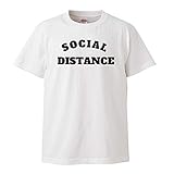 【Social Distance/ソーシャルディスタンス】コロナに負けるな Tシャツ 緊急事態宣言 安倍晋三 自民党 JN-45 (ホワイト/ブラック, XL)