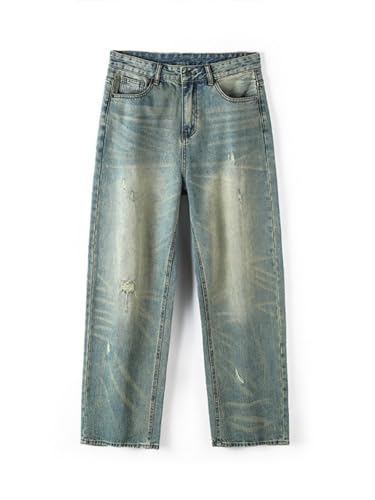 Pants Trousers Denim Cool Jeans Men's Retro Street Hip Hop Style Loose Straight Wide Leg Versatile