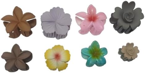 - Flower Type Clutchers Set, 8 Pieces, Diffrerent Designs, 4 Big, 3 Medium, 1 Small(Color may Vary)