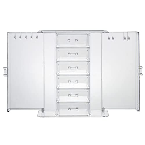 Beautify Clear Acrylic Jewelry Organizer Chest/Makeup Storage Box With 6 Drawers & Hanging Necklace Holder - Clear #TOP6