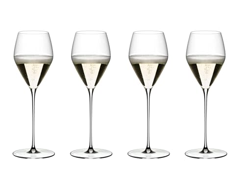 RIEDEL Veloce Champagne Wine Glass, 4-Pack, Clear Crystal, Premium Machine-Made