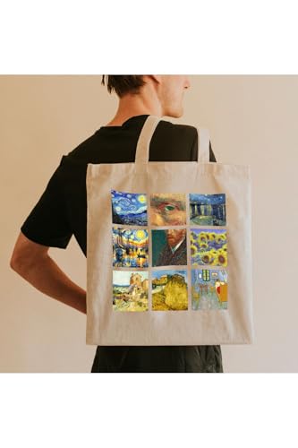 Asyabayrak, Van Gogh Baskılı Bez Çanta, Bej, Vangogh