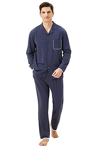 Pyjama homme hiver Adigaber ensemble long en coton avec bouton et poche