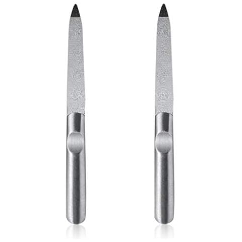 2 Packs Nail File, Stainless Steel Double Side Nail File for Salon, 4.6 Inch Home Used Metal File Buffer Fingernails Toenails Manicure Files Cover
