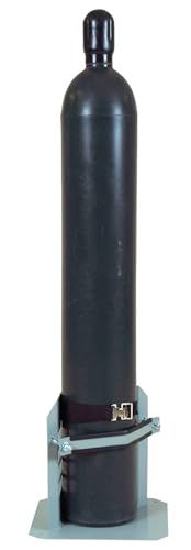 Image of Justrite Steel Gas Cylinder Floor Mount Storage Stand, Holds One 4 inch-12 inch Cylinder, Made in The USA, 35282