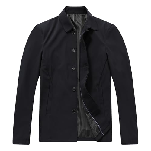 Mens Casual Jacket Button Windbreaker Spring Fall Daily Coat4