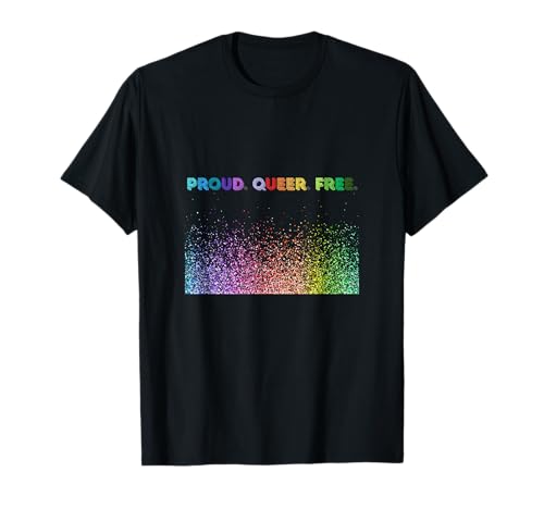 QUEER. PROUD. FREE. LGBTQ Design mit Regenbogen & Statement T-Shirt
