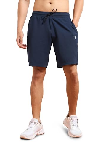 Image of TECHNOSPORT Men Solid Slim Fit Sports Shorts TS Flexi Polyester Mid Rise Drawstring Shorts Pant for Men Pockets Gym Workout Running Joggers Casual Quick Dry