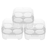 HOMSFOU 3個卵保存容器 プラスチック卵箱 マス収納 スタッキング可能 コンパクト設計 冷蔵庫収納に適した