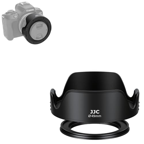 JJC Parasol Universal de 49 mm, con Hebilla inversa, Compatible con Canon EF 50 mm f/1.8 STM, RF S 18 45 mm f/4.5 6.3 IS STM, Sony E 16mm f/2.8, FE 50mm f/1.8, E 55 210mm f/4.5 6.3 Lente de cámara