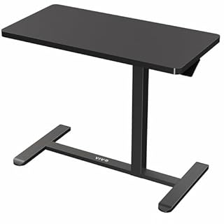 VIVO Mobile 32 x 16 inch Over Couch Laptop Table, Height Adjustable Bedside Desk for Recliner, Black, CART-V02L