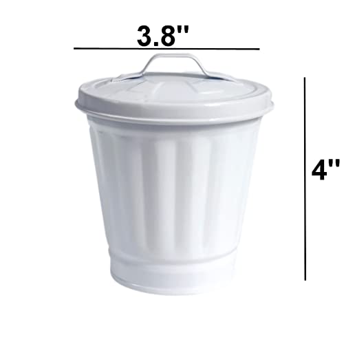 Image of Mini Trash can & Iron Garbage can Pencil Cup Holder 2pcs (White)
