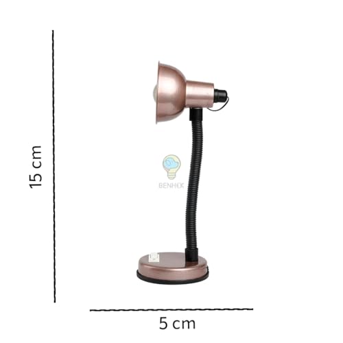 Image of LED Desk Lamp for Study Table | Adjustable Metal Reading Lamp with Flexible Neck | Eye Care Table Light for Students, Bedroom, Office & Work Desk (Copper)