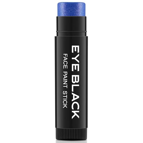 CCbeauty Blue Glitter Eye Black Stick for Baseball Football Softball Lacrosse Sport Accessories, Anti-Glare Eyeblack, Waterproof Face Paint, Last All Game, Smooth Application, High Pigmented Color