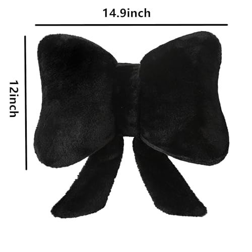 Image of Throw Pillows Bow Pillow Butterfly Shaped Decorative Cute Pillows for Bed Sofa Home Decor,Black 14.5 * 12inch