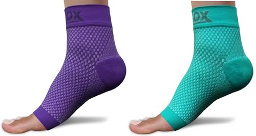 SB SOX - 2 Pairs Plantar Fasciitis Compression Socks (Purple, Medium + Green, Medium)