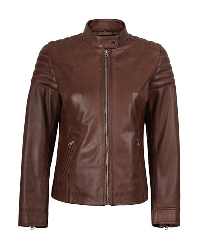 fjackets Leather Jacket Women - Cafe Racer Style Real Leather Jackets For Womens - Premium Jackets For All Seasons3