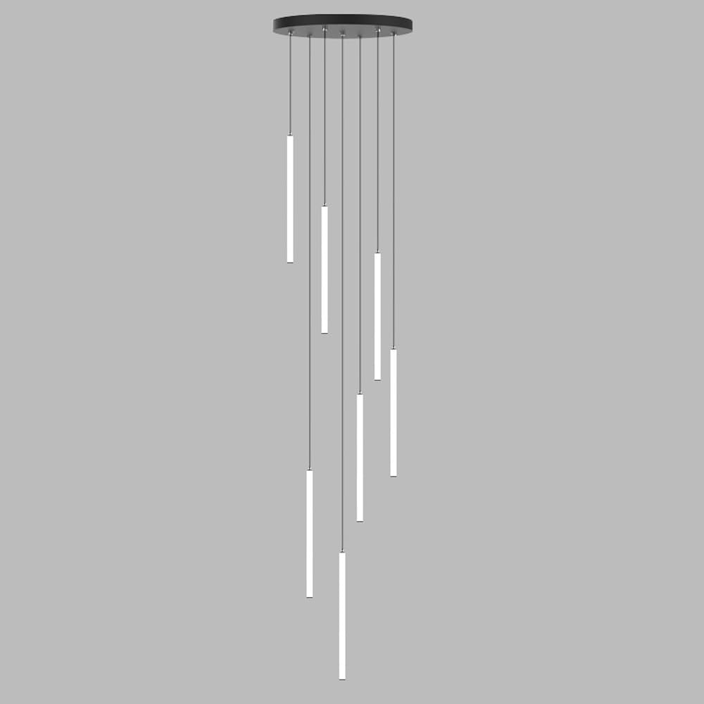 KXEcoLife Long Chandeliers for High Ceilings Remote Entryway Farmhouse Black Dimmable Foyer Chandelier White Linear Light Ceiling Hanging Lamp Staircase Living Room Hall/