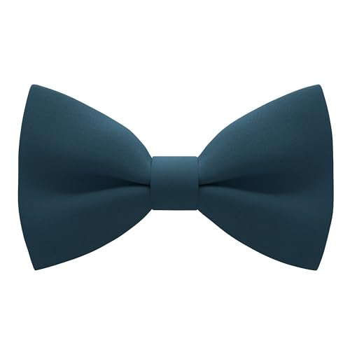 Bow Tie House Baby Boy Pre-Tied Soft Crape Bow Tie for Wedding Formal Events Solid Tuxedo (Small, Dark Green)