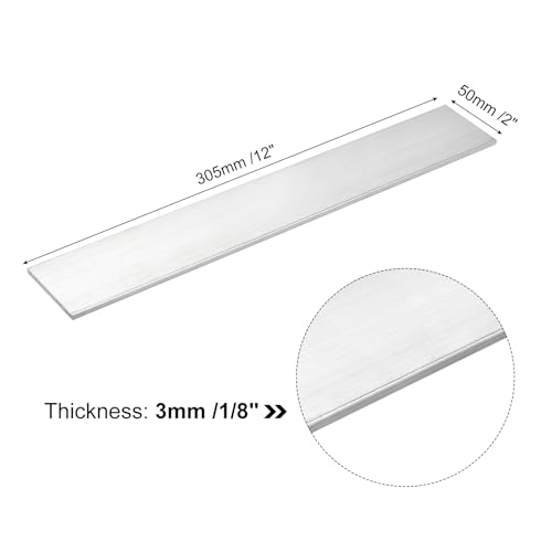 Image of uxcell Square Aluminum Flat Bar, 1 /8 inch Thick 2 inch Width 12 inch Length Square Aluminum Bar 6061 Aluminum Flat Plate, 3 x 50 x 305mm T6511 Solid New Mill Stock for Industrial Building