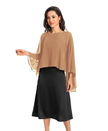 Image of Baoqiya Chiffon Capes Sheer Capelets Long Cape Poncho For Women Plus Size