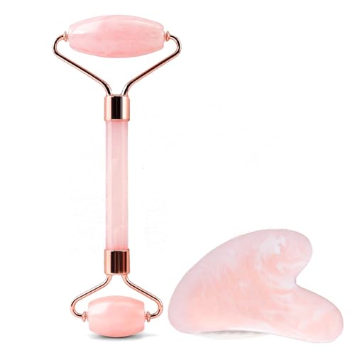 Gua Sha Facial Massage Tool and Roller Set, Facial Massager for F...