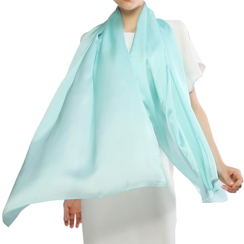 RIIQIICHY Women Shawls and Wraps for Evening Dresses Like Chiffon Silk Scarf Formal Silky Pashmina Shawls for Weddings Turquoise