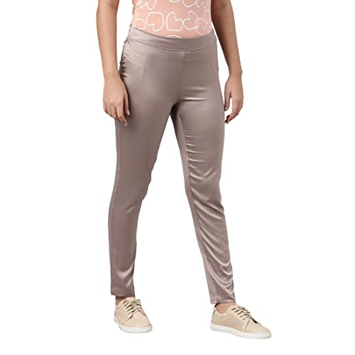 Image of GO COLORS Women Mid Rise Polyester Shiny Pant