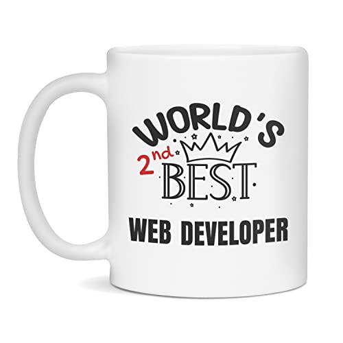 World's 2nd Best Web Developer sarcastic work anniversary mug, 11-Ounce White