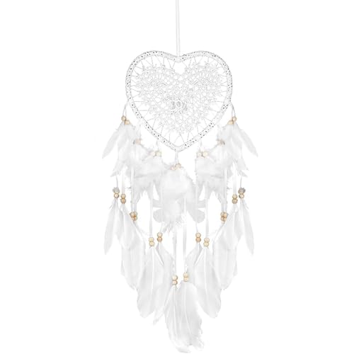Dream Catcher Heart Shape Dreamcatcher for Girls Lace Dream Catcher Feather Bead Wall Hanging Boho Ornament for Home Bedroom Decor