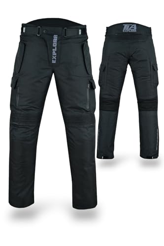 Pantalon de Moto TLA EXPLORA avec Protection 2 Couches, 4 Saisons, Rembourrage Amovible, imperméable, Tailles jusqu'à 7XL Unisexe, Pantalon Moto pour...