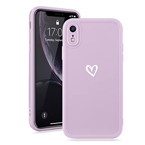 Micoden Coque pour iPhone XR Antichoc Coque iphone XR Silicone TPU avec Motif Coeur d'amour Mignon Étui Protection Complète Souple pour iphone XR (Violet)