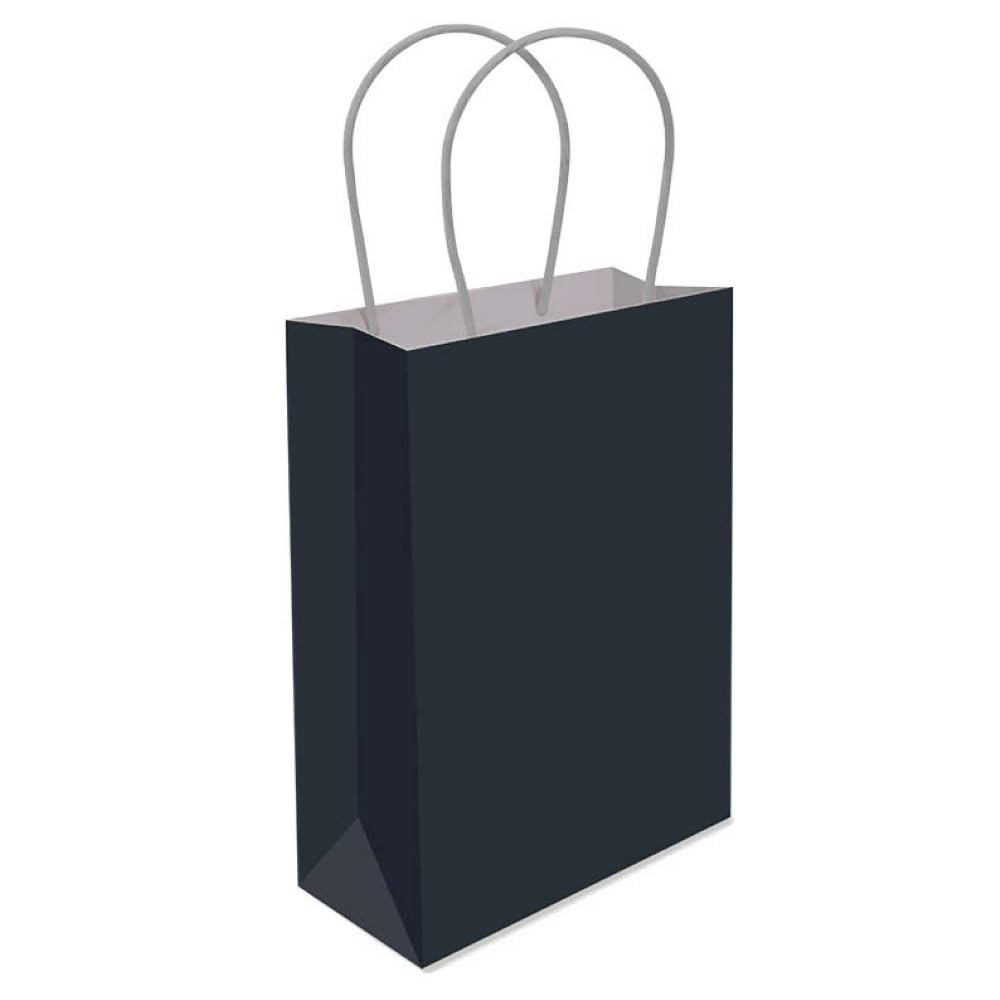 THEMED PAPER HANDLE BAGS - PACK OF 6 - Children/Kids Party Carry Food Meal Fun Picnic Birthday Wedding Favour/Baby Shower Party Box Loot Bag… (Black)