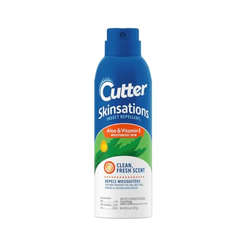 Cutter Skinsations Insect Repellent, Repels Mosquitos, Ticks, Gnats, Fleas, 7% DEET, 6 fl Ounce (Aerosol Spray)