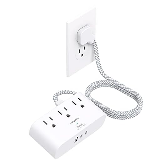 Flat Plug Power Strip, 6 Ft Ultra Thin Flat Extension Cord, 3 Outlets 3 USB Ports(2 USB C) Slim Desk Charging Station, Power Strip with No Surge Protector for Cruise Ship Travel Dorm Room Essentials